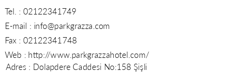 Park Grazza Hotel telefon numaralar, faks, e-mail, posta adresi ve iletiim bilgileri